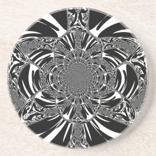 Circular Zebra Kaleidoscope Art Print Coaster