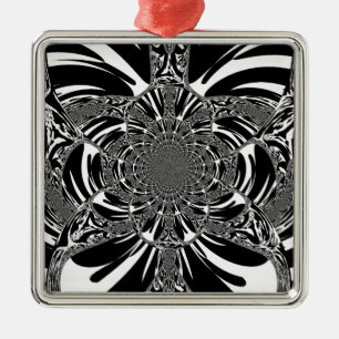 Circular Zebra Kaleidoscope Art Print Metal Ornament