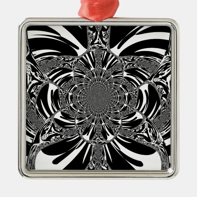 Circular Zebra Kaleidoscope Art Print Metal Ornament (Front)