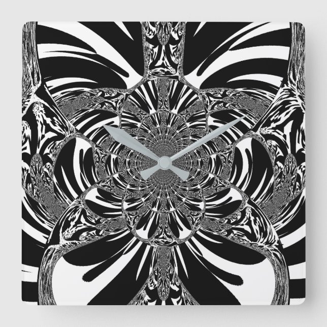 Circular Zebra Kaleidoscope Art Print Square Wall Clock (Front)