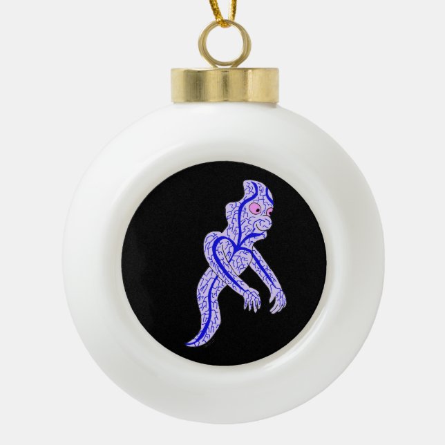 Circulatory ghost ceramic ball christmas ornament (Front)