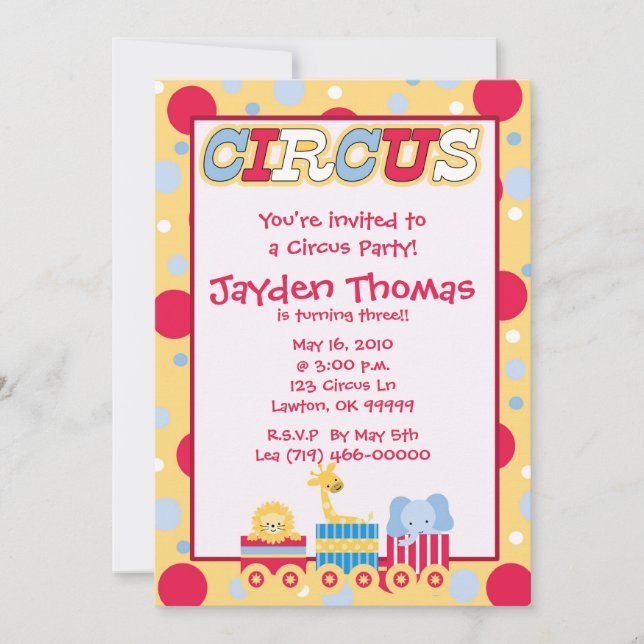 circus1 copy, You're invited to a Circus Party!... Invitation (Front)