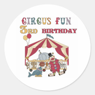 Circus 3rd Birthday Classic Round Sticker