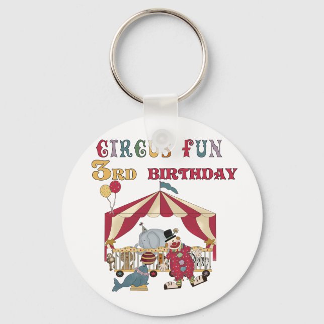 Circus 3rd Birthday Tshirts and Gifts Keychain (Front)