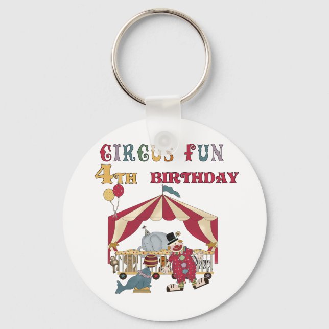 Circus 4th Birthday Tshirts and Gifts Keychain (Front)