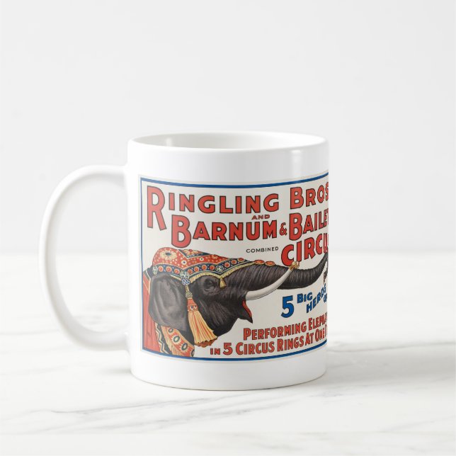 Circus  5 Big Herds of Performing Elephants Coffee Mug (Left)