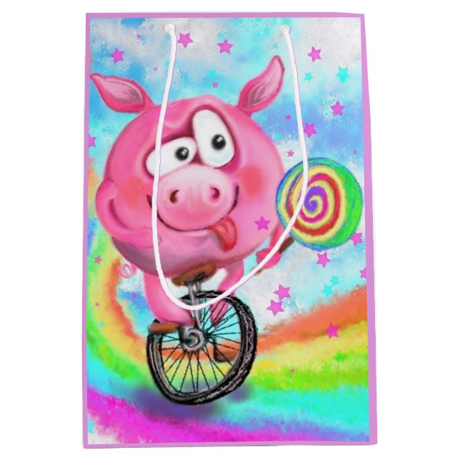 Circus Acrobat Pig Gift Bag Funny (Front)