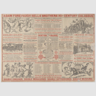 Circus Acrobat Vintage Newspaper Typography  Tissue Paper