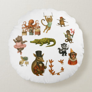 Circus acts round pillow