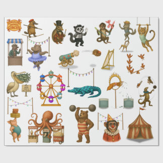 Circus acts wrapping paper