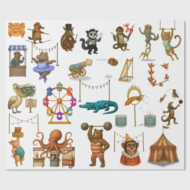 Circus acts wrapping paper (Flat)