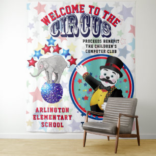 Circus Advertisement Backdrop Tapestry
