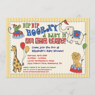 Circus Animal Baby Shower Invitation - Yellow