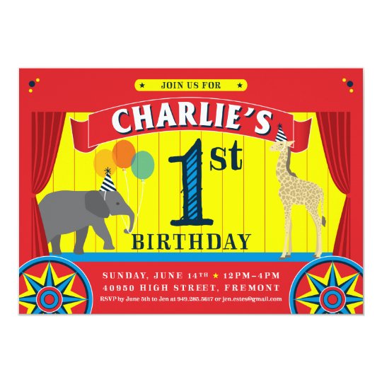 Circus Animal Birthday Invitation