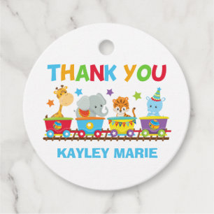 Circus Animal Train Cute Custom Birthday Party Favour Tags