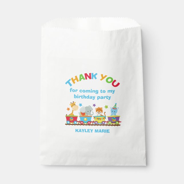 Circus Animal Train Cute Kids Birthday Party Favour Bag (Front)
