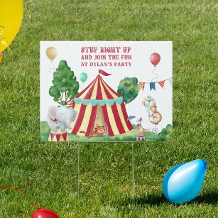 Circus Animals and Big Top Kids Birthday Party Garden Sign