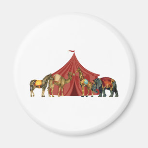 Circus Animals And Tent Magnet