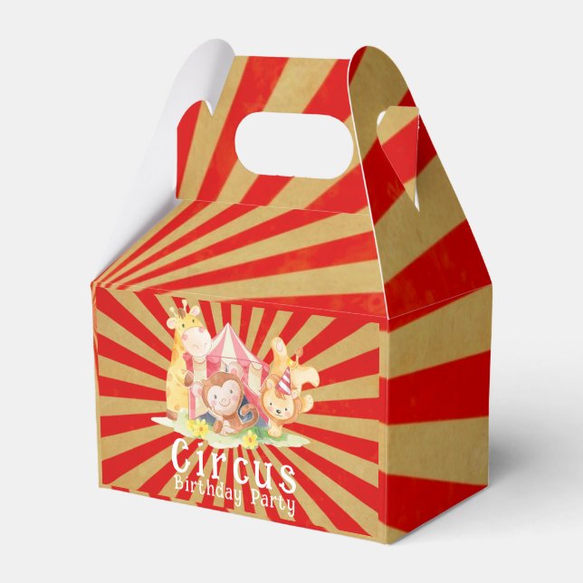 Circus Animals Birthday Party Favor Box (Front Side)