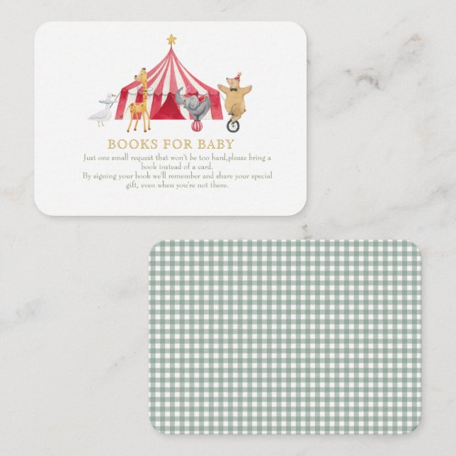 Circus Animals Books for baby  Enclosure Card (Front/Back)