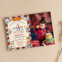 Circus Animals Carnival Birthday Photo Invitation