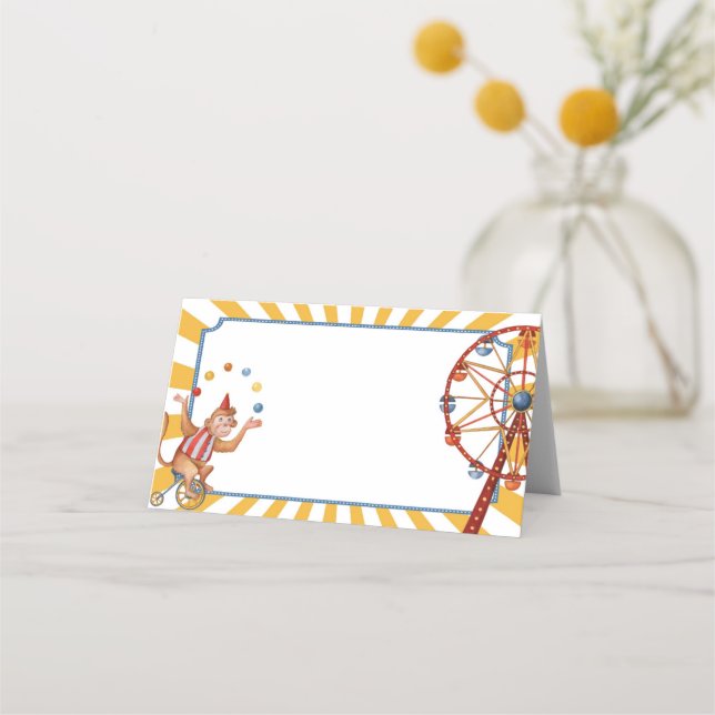 circus animals carnival place cards for buffet (Front)