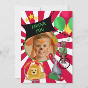 Circus Animals Kids Flat Thank You Card 
