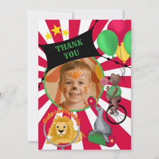 Circus Animals Kids Flat Thank You Card 