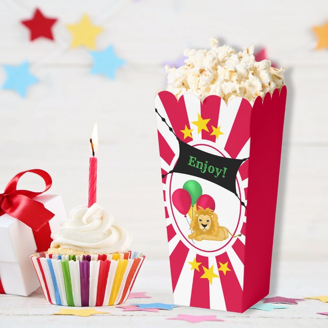 Circus Animals Red and White with Stars Favor Box (Creator Uploaded)