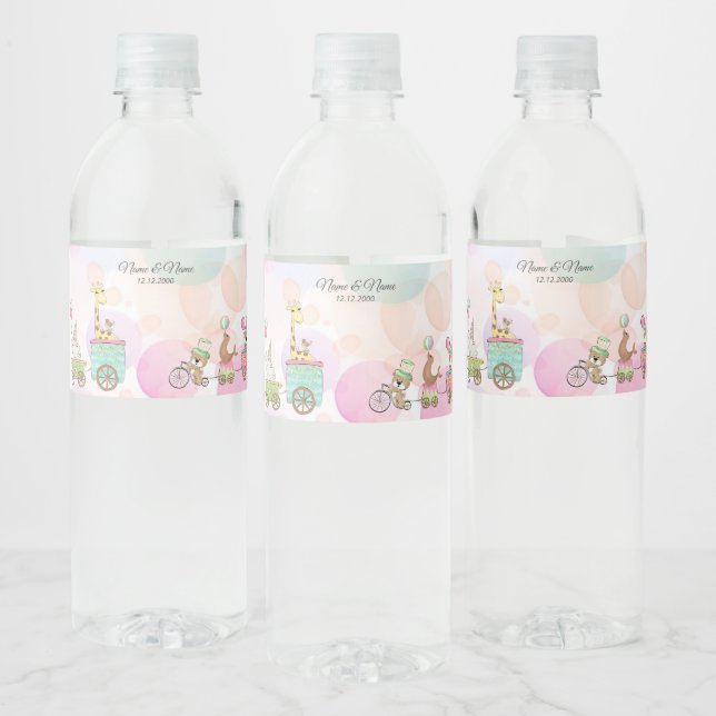 Circus Animals Water Bottle Label (Bottles)