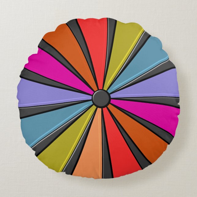 Circus Art - Big Top Pinwheel Round Pillow (Front)