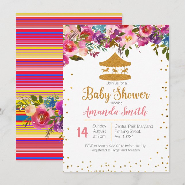Circus baby shower invitation Mexican (Front/Back)