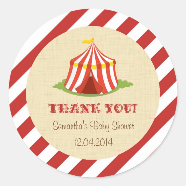 Circus Baby Shower Sticker (Front)