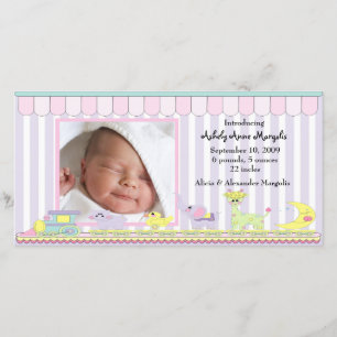 Circus Baby Train PHOTO Birth Announcement
