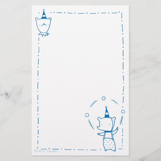 Circus Bears - Juggling & Party Hats (blue) Stationery (Front)