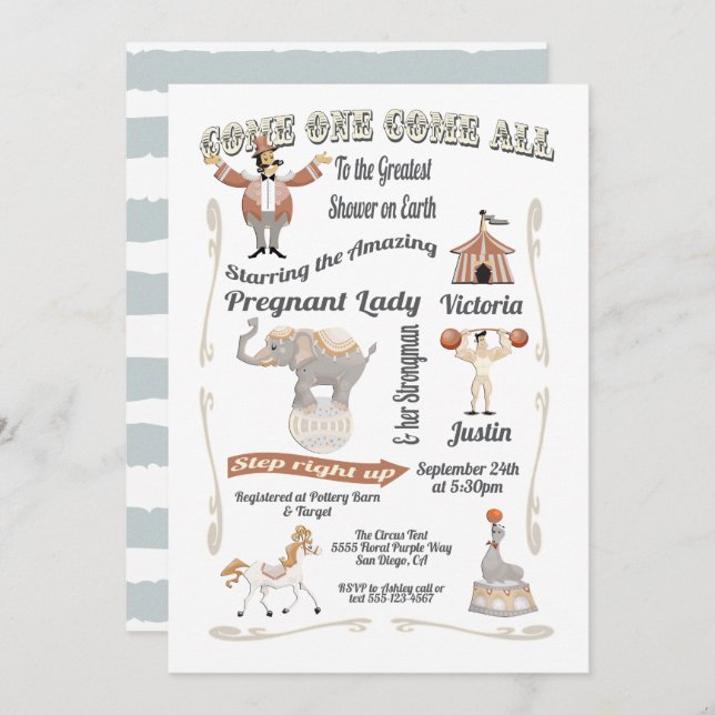 Circus Big Top Baby Shower Invitation (Front/Back)
