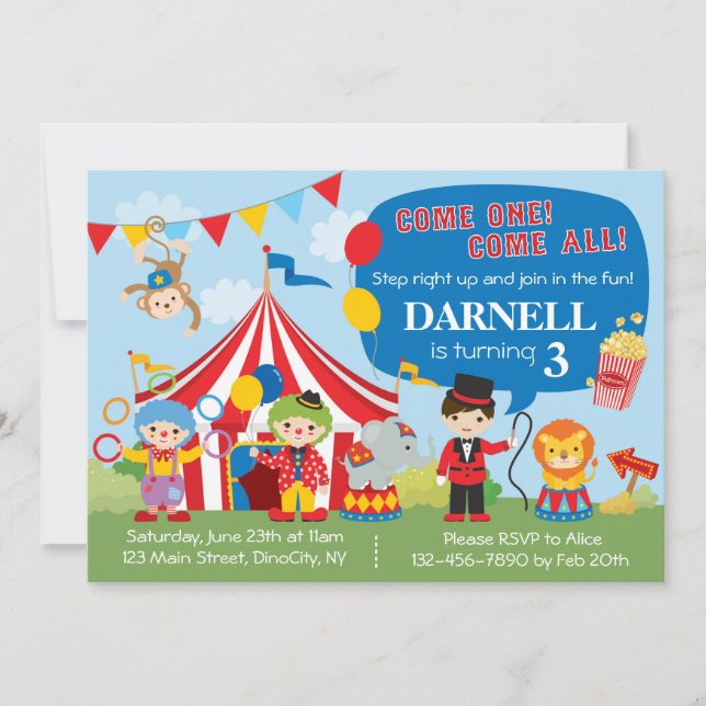 Circus Birthday Invitation (Front)
