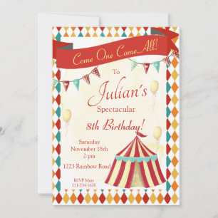 Circus Birthday Invitation, Editable Carnival  Invitation