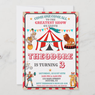 Circus Birthday Invitation - Vintage Big Top Party