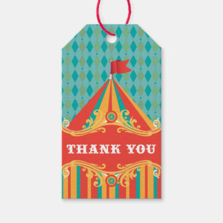 Circus birthday party favour gift tags, thank you tags