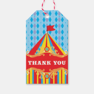 Circus birthday party favour gift tags, thank you tags