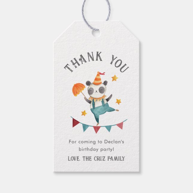 Circus Birthday Party Favour Tags (Front)