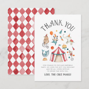 Circus Birthday Thank You Card 