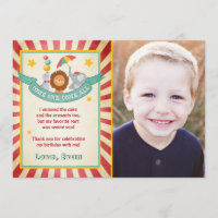 Circus birthday Thank you card Carnival Vintage