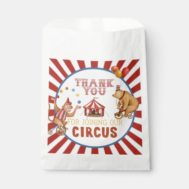 circus carnival animals birthday or baby shower favour bag (Front)