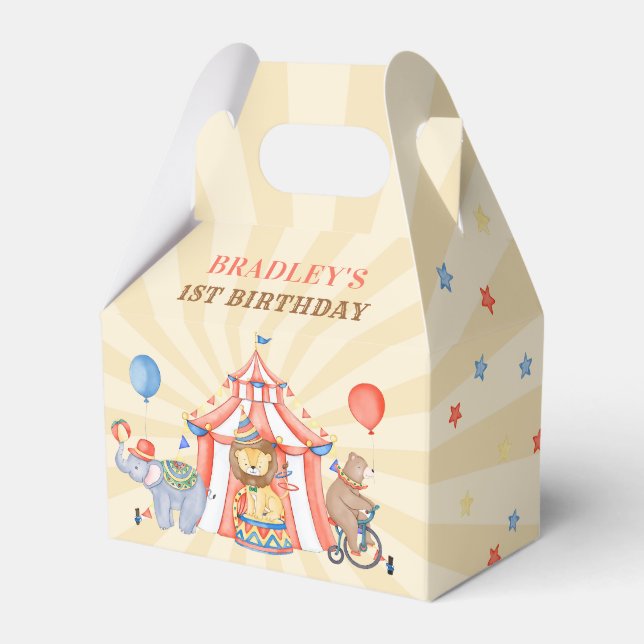 Circus Carnival & Animals Festival Birthday Party Favor Box (Front Side)