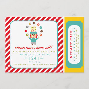 CIRCUS CARNIVAL ANNIVERSAIRE invitation DE L'INVIT