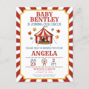 Circus Carnival Baby Shower Invitation Postcard