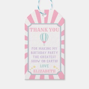 Circus Carnival Balloon Birthday Favour Gift Tag