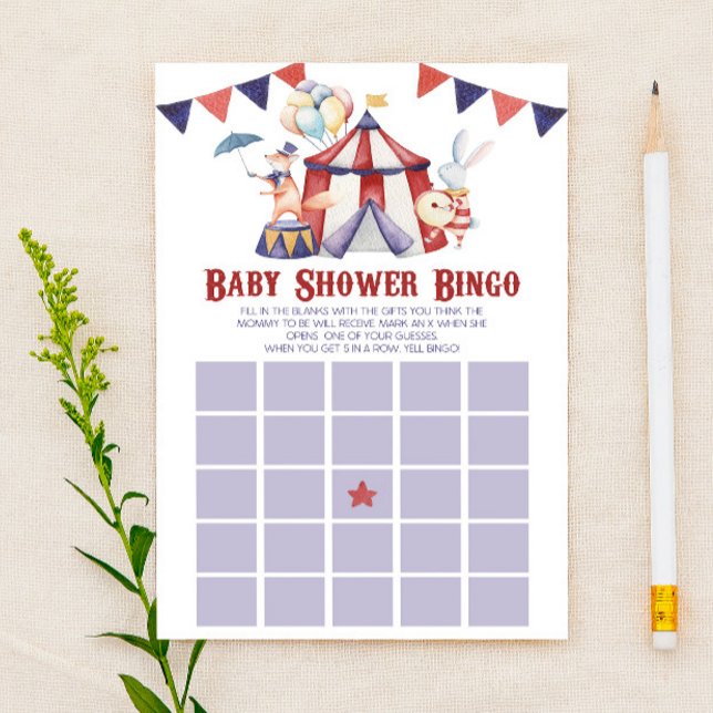 Circus Carnival Bingo Baby Shower Game Stationery (Creator Uploaded)